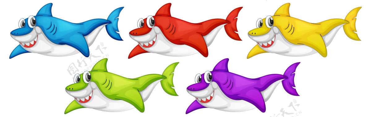 鲨鱼集众多微笑可爱的鲨鱼卡通人物于一身收藏卡通鱼