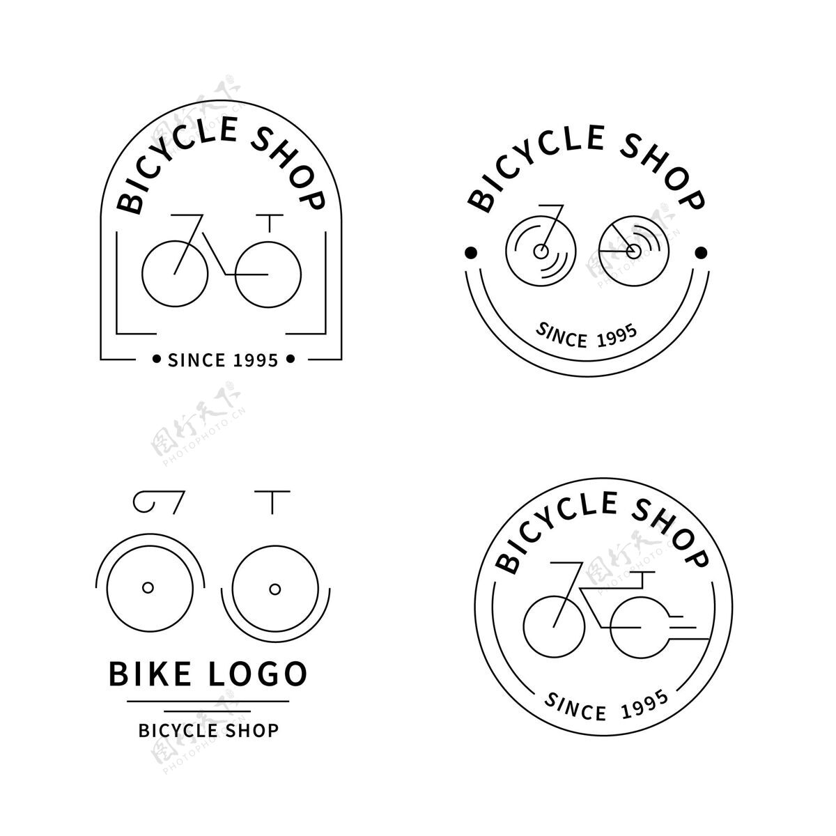 模板平板自行车标志系列设置平面平面设计