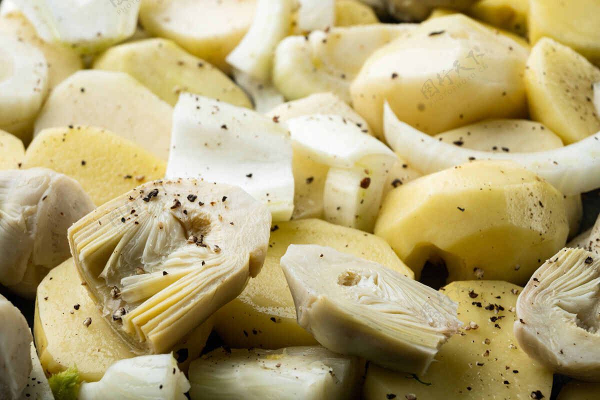 膳食土豆和洋蓟配茴香用于烘焙原料洋蓟鳞茎配料