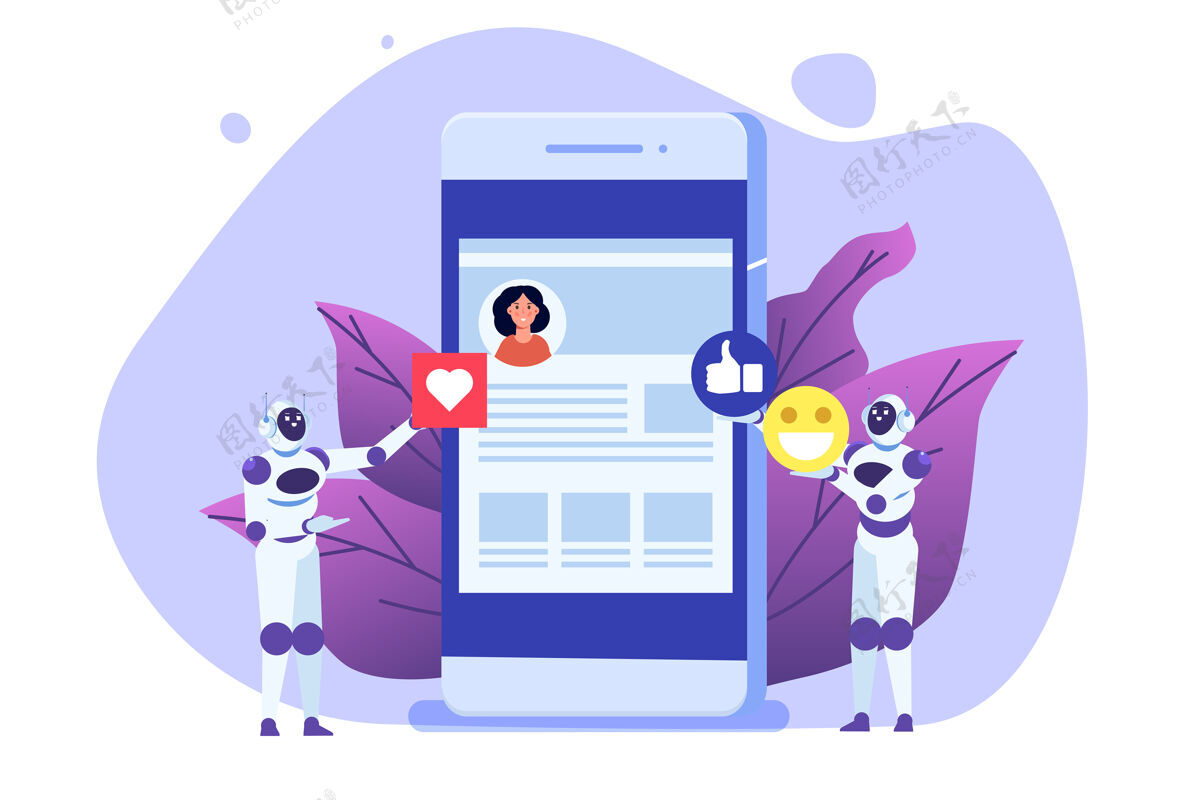 文本社交媒体机器人假账概念自动化方法获取追随者营销聊天机器人机器人