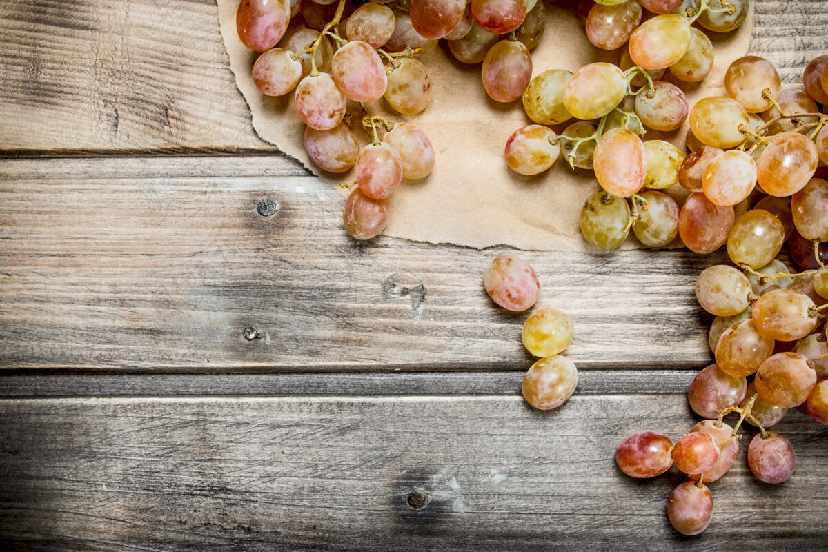 收获白熟葡萄一串树枝酒庄