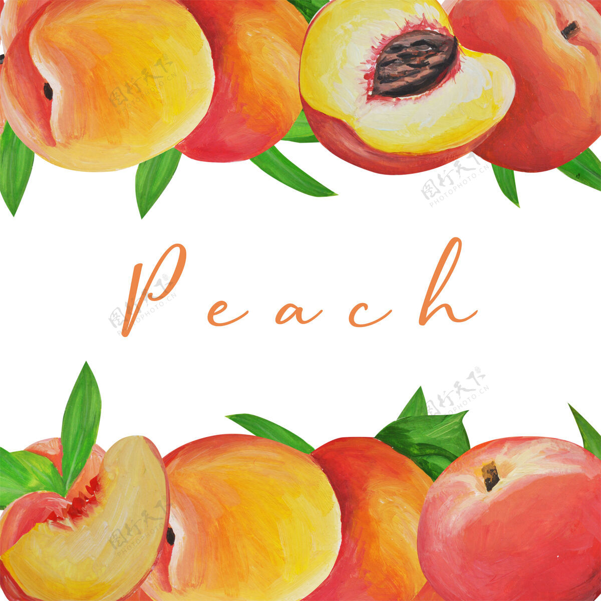果汁收藏精致桃子 水果套 框 手绘图精致以写实的风格用水彩画出和孤立的果实水彩画食品颜料