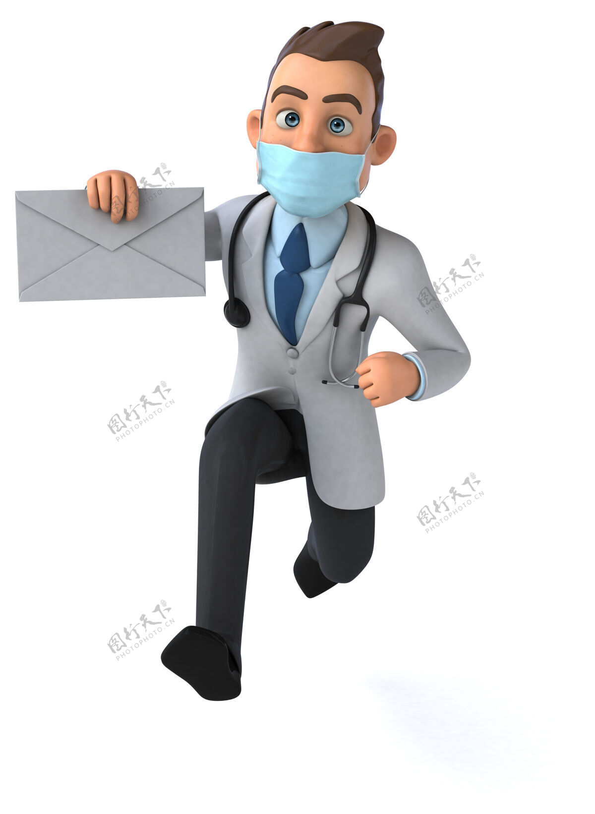 冠状病毒带面具的卡通医生角色病毒人物流感
