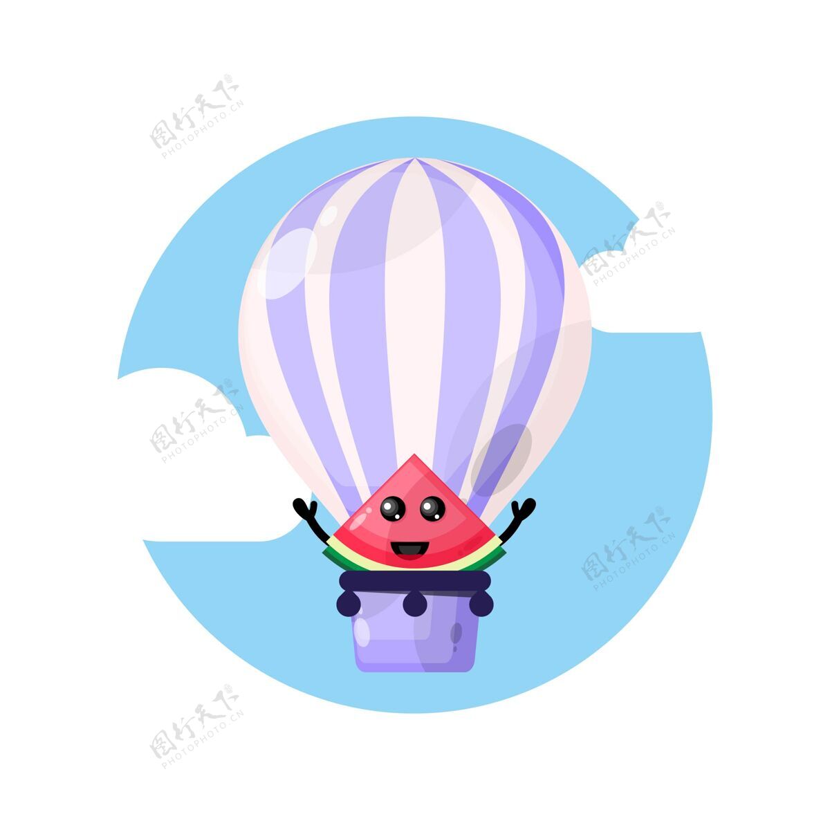 飞西瓜热气球吉祥物可爱气球卡通