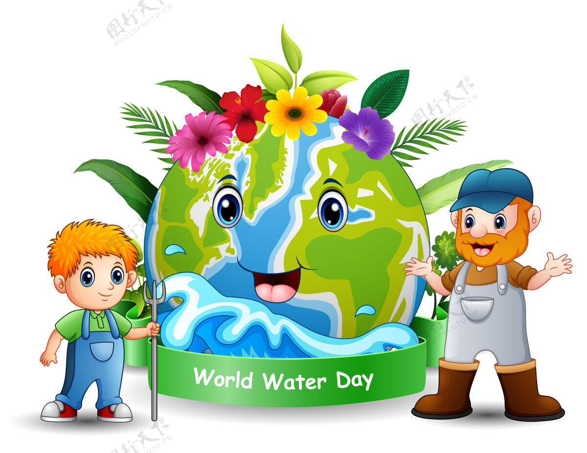 水世界水日设计与农民站在一起工人环境河流