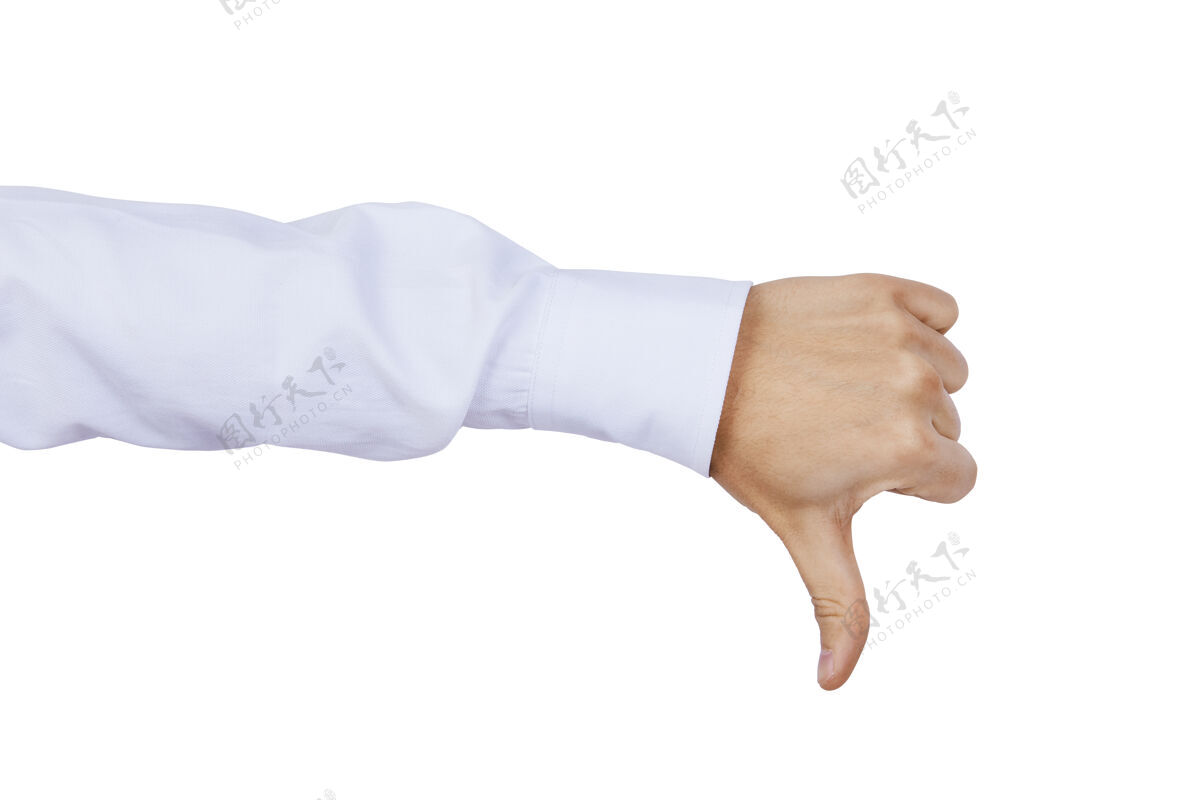 手指高加索男人的手拇指朝下表示不喜欢 我不喜欢 否定手讨厌拇指