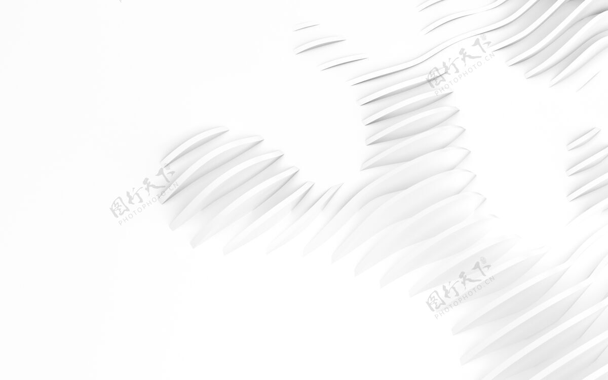 波浪抽象曲线形状白色圆形背景.摘要背景3d插图形状复制三维