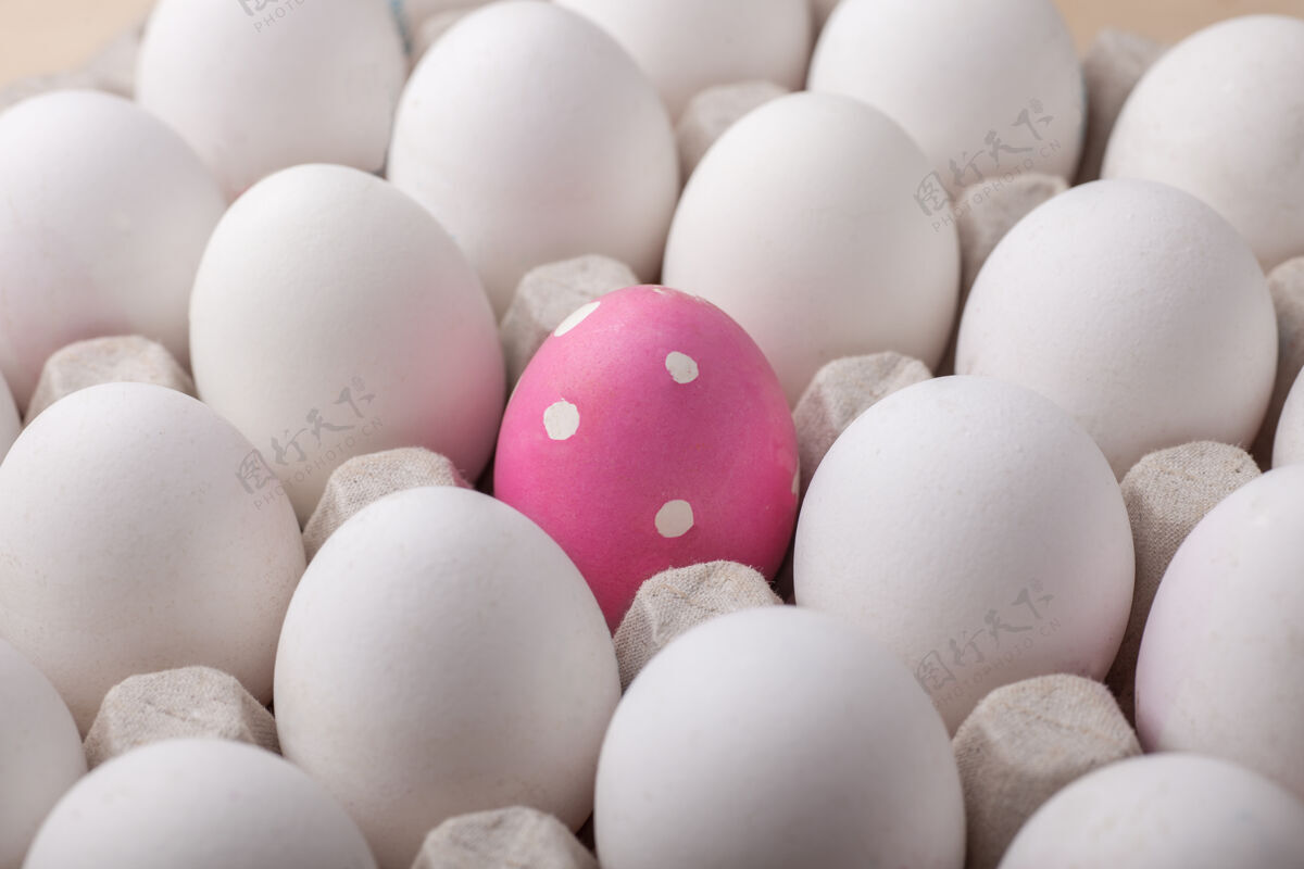 基督教复活节彩蛋包装中普通的白色彩蛋彩蛋其中不寻常