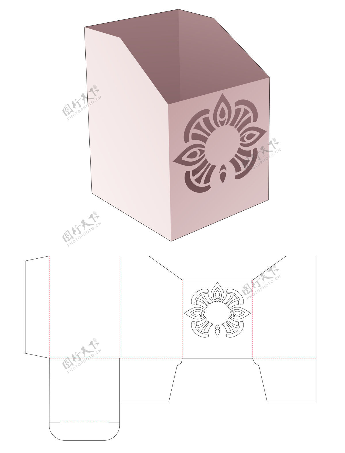 蓝图纸板文具盒与干练曼荼罗模切模板纸空白空