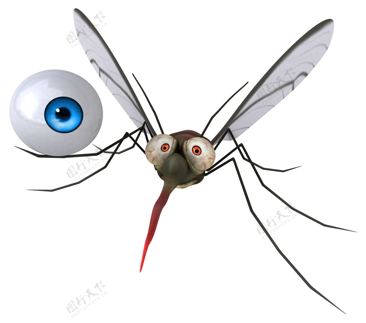角色蚊子-三维插图医疗保健光学翅膀