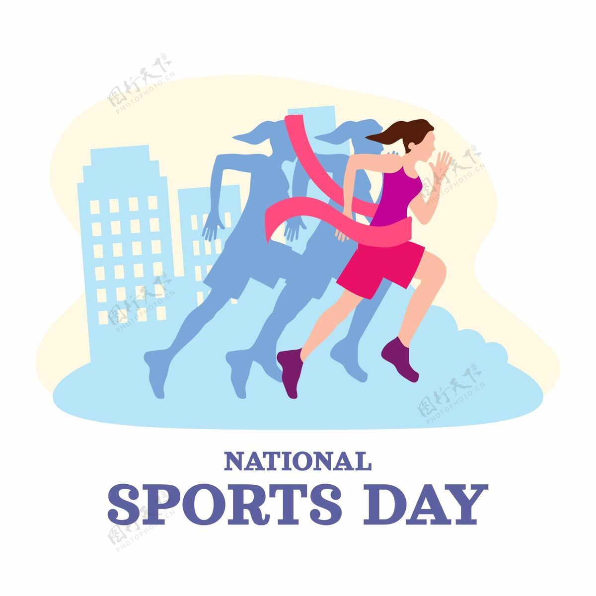 游戏印尼国家体育日插画体育运动员平面设计