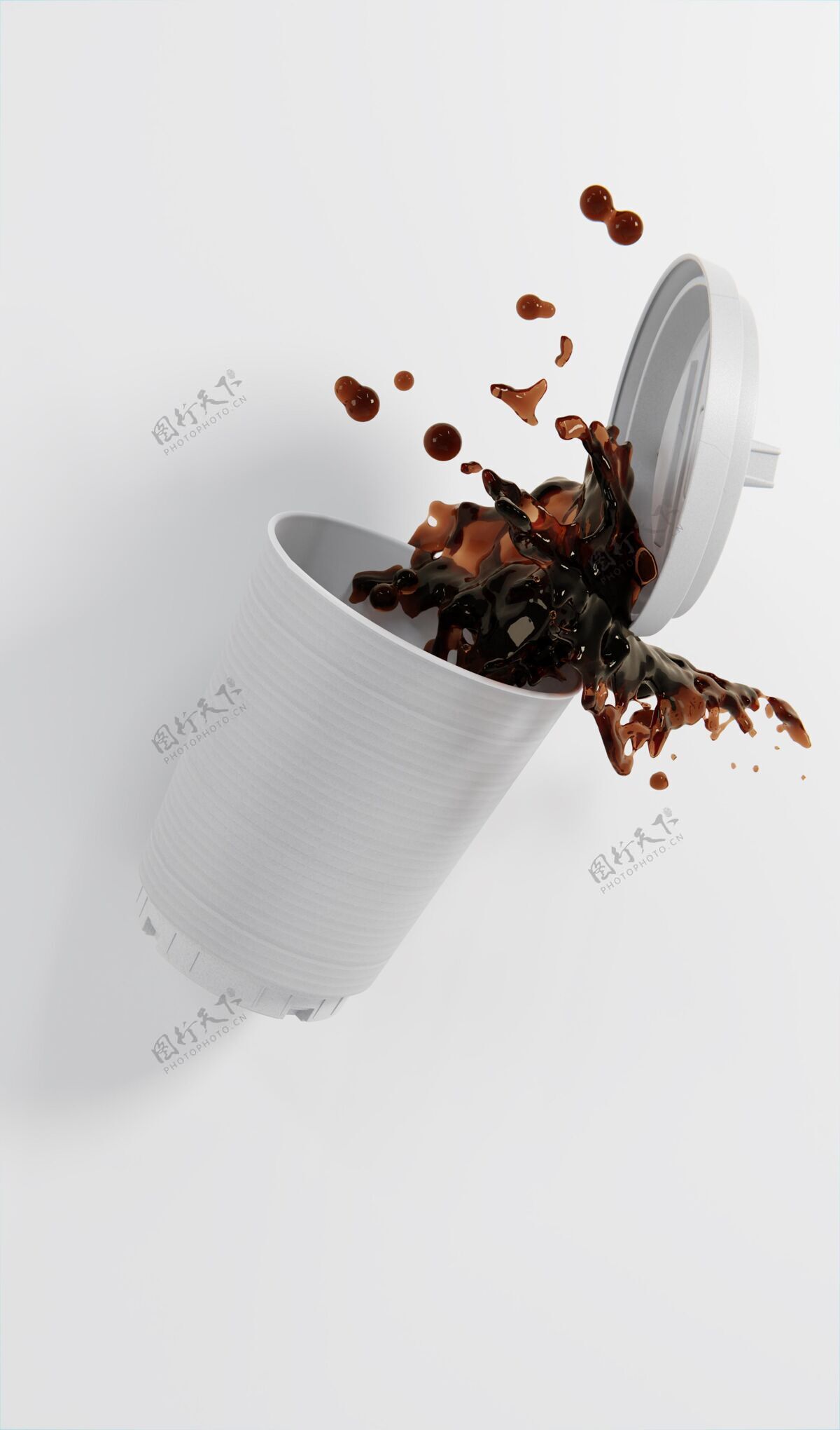 飞溅各种纸咖啡杯与咖啡飞溅咖啡因杯子组成