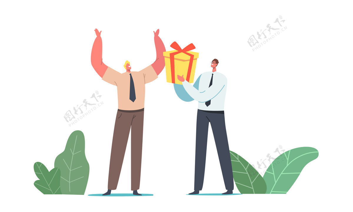 秘密商人性格 为开朗的同事送上包装好的礼盒 庆祝生日或活动周年纪念礼物欢呼