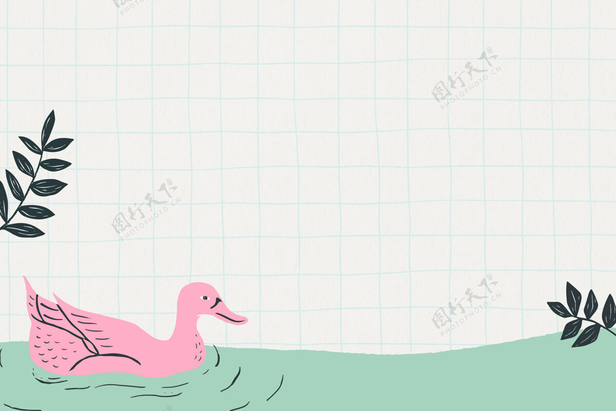 动物背景复古天鹅图案框架网格背景复古湖背景网格纸
