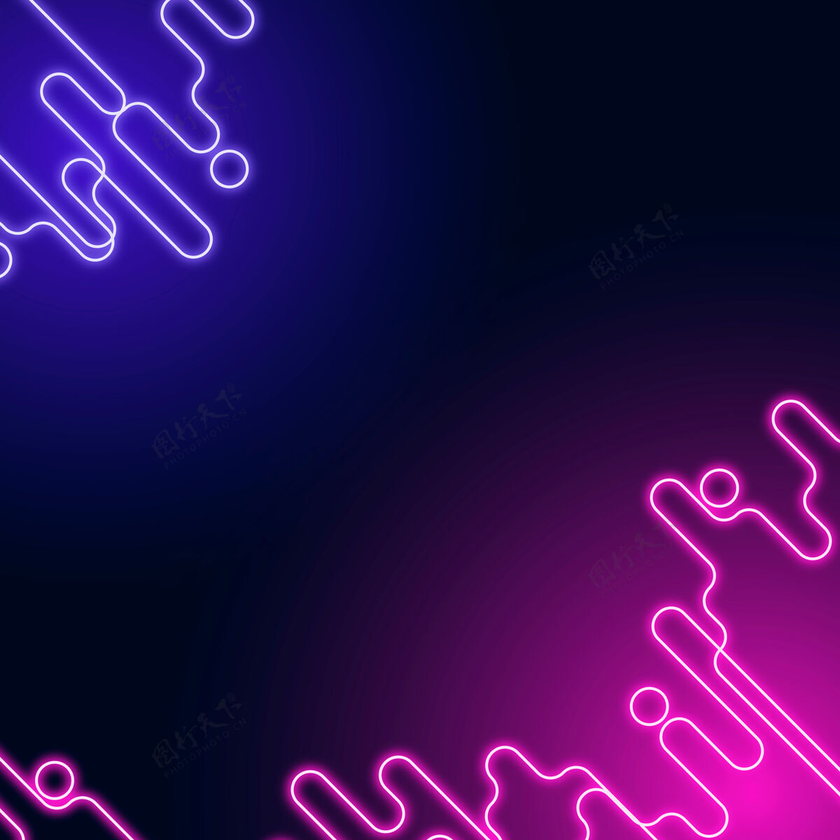 正方形霓虹灯抽象边框上的正方形深紫色海军蓝墙纸边框