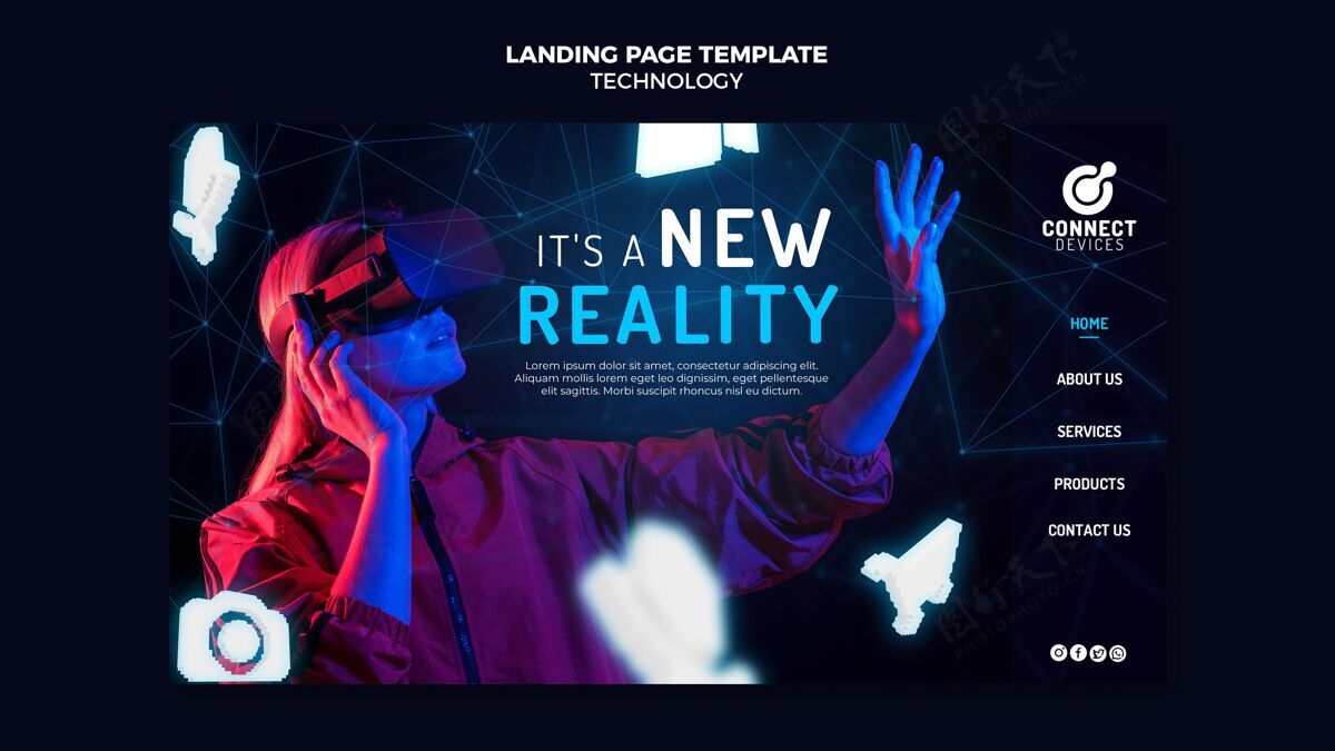 未来未来虚拟现实登录页模板网页模板科技登陆页