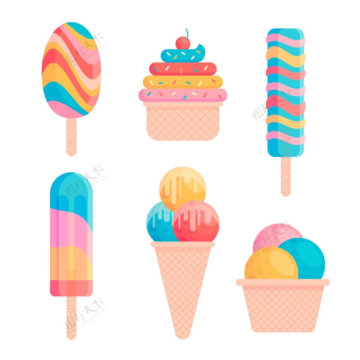 小吃扁平冰淇淋系列收藏糖果美味