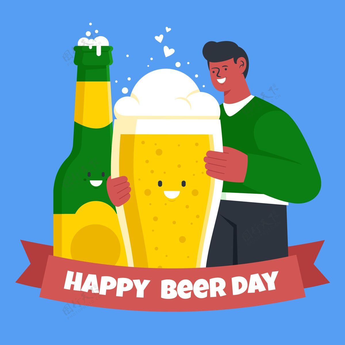 国际国际啤酒日插画玻璃国际啤酒日活动
