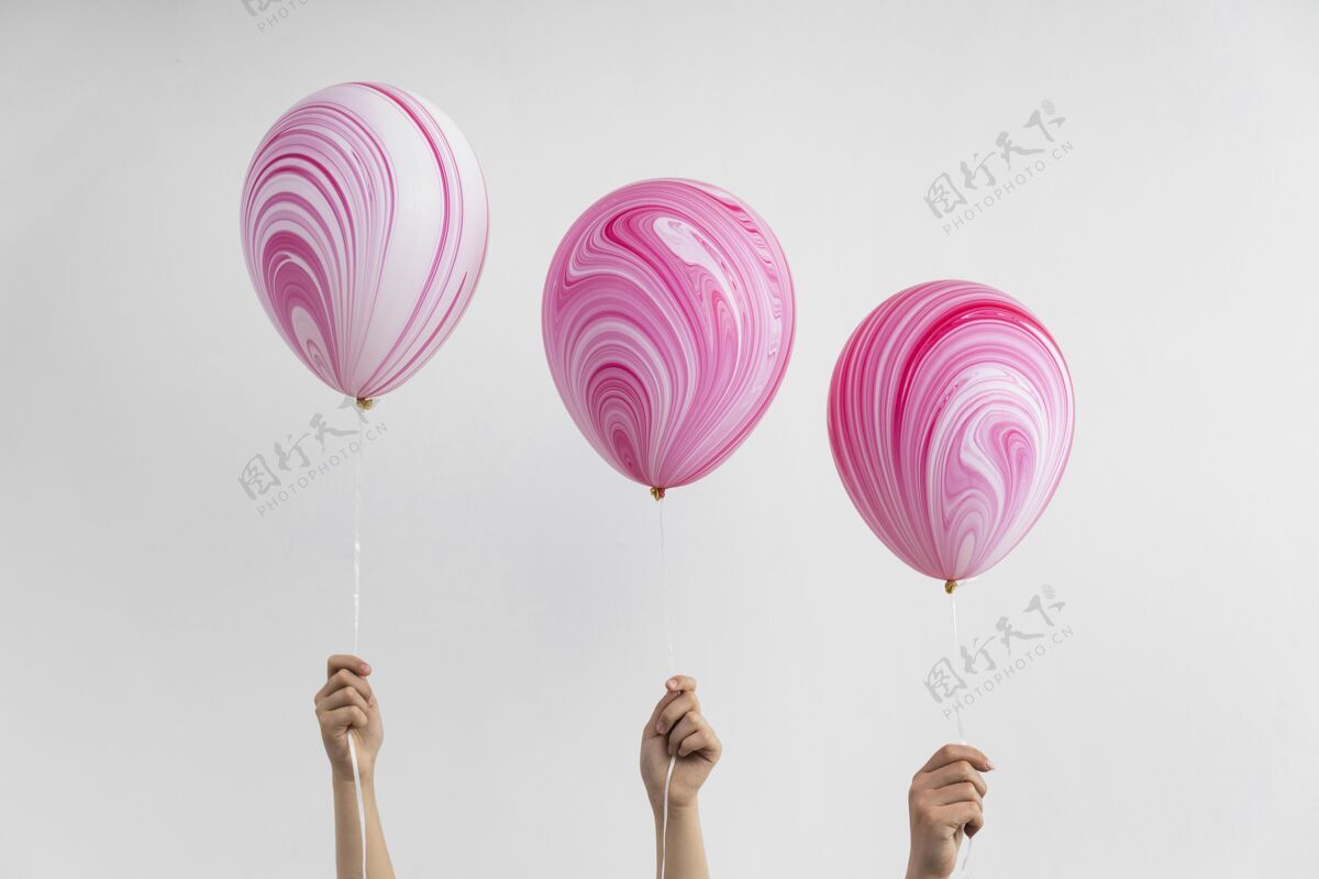 静物不同生日气球的组合安排构图节日
