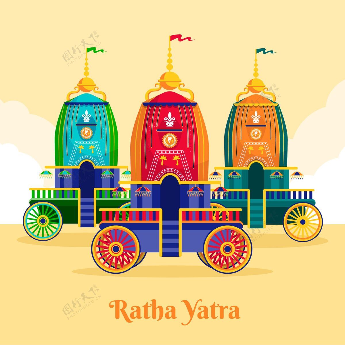 普瑞平面拉思雅特拉插图印度教印度教节日拉思雅特拉