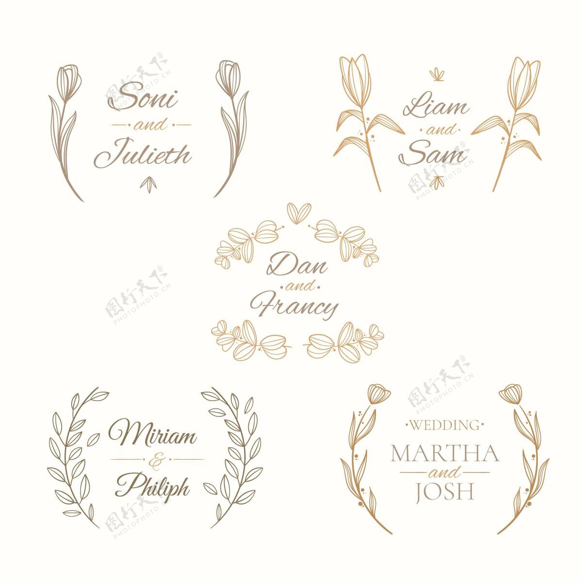 婚礼线性平面婚礼花押收集婚姻标志花押字收集