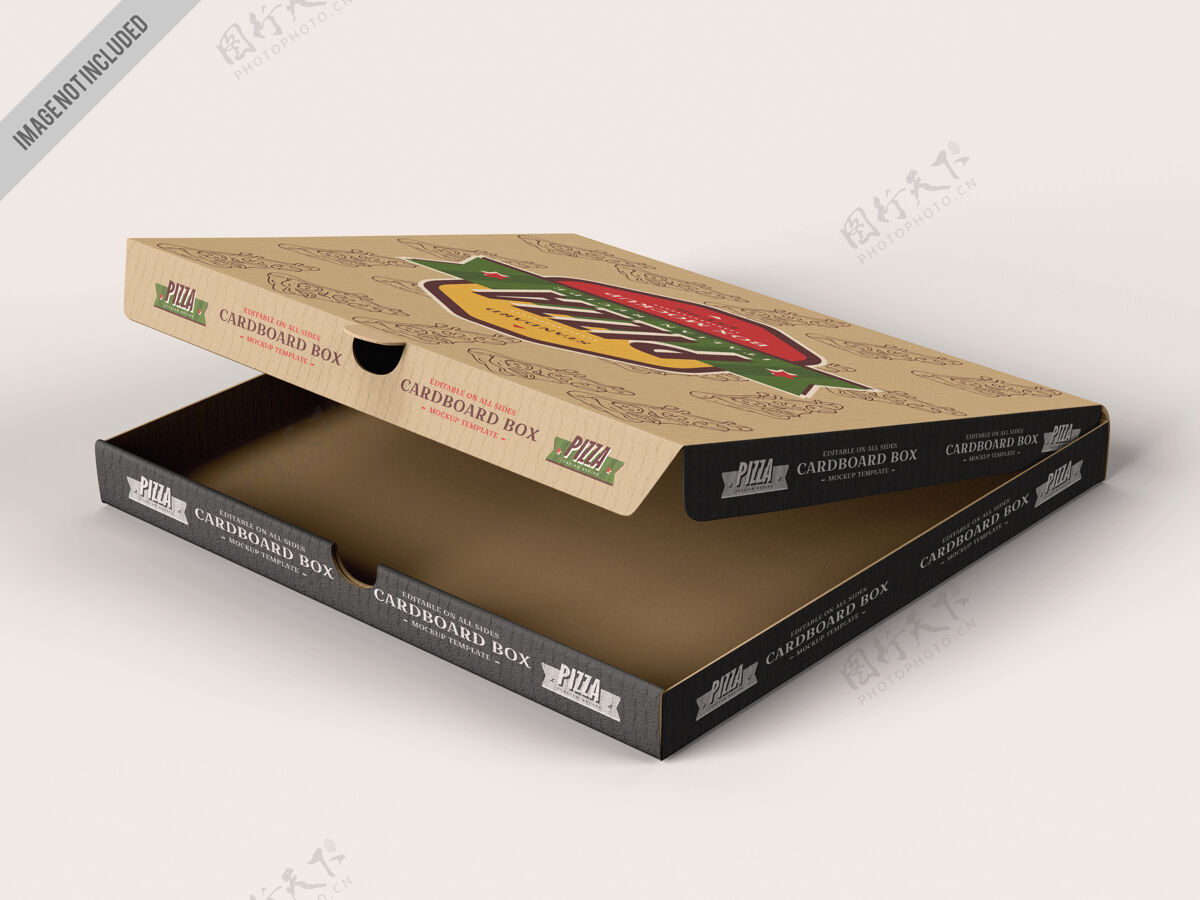 开放比萨饼送货包装模型送货纸箱餐厅