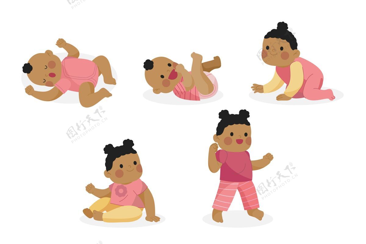 幼儿女婴套装的平面设计阶段步骤设置平面设计