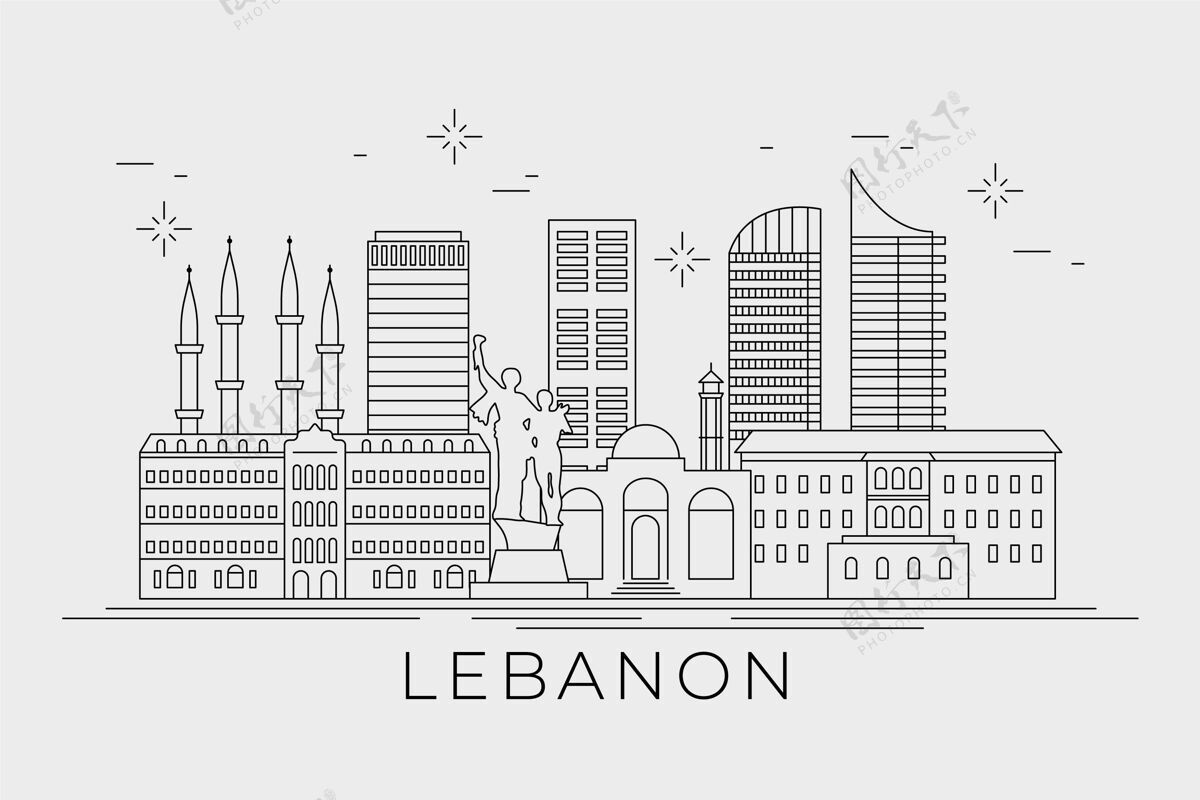 城市线性平黎巴嫩天际线地理国家线性