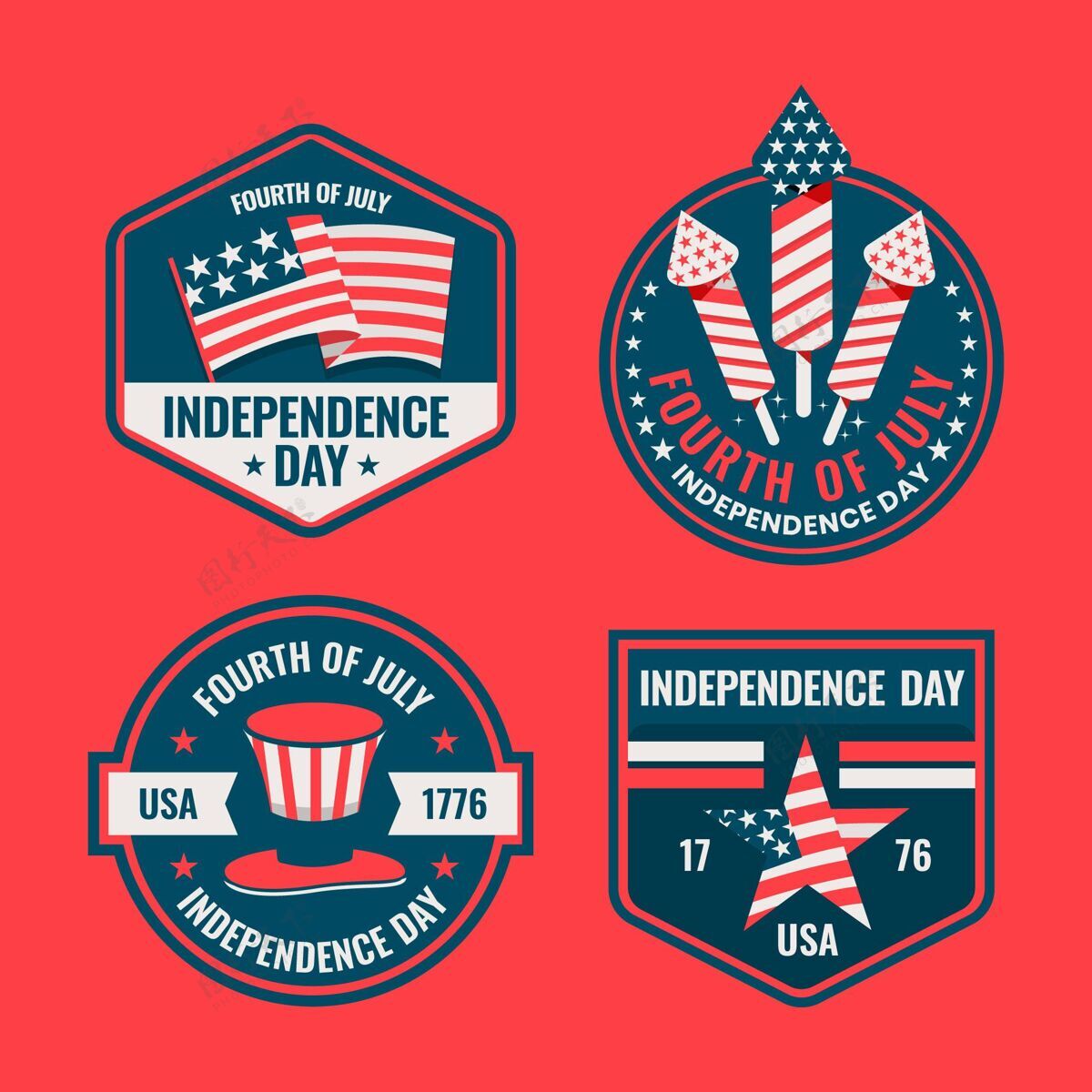 纪念七月四日-独立日标签系列国家庆典设置