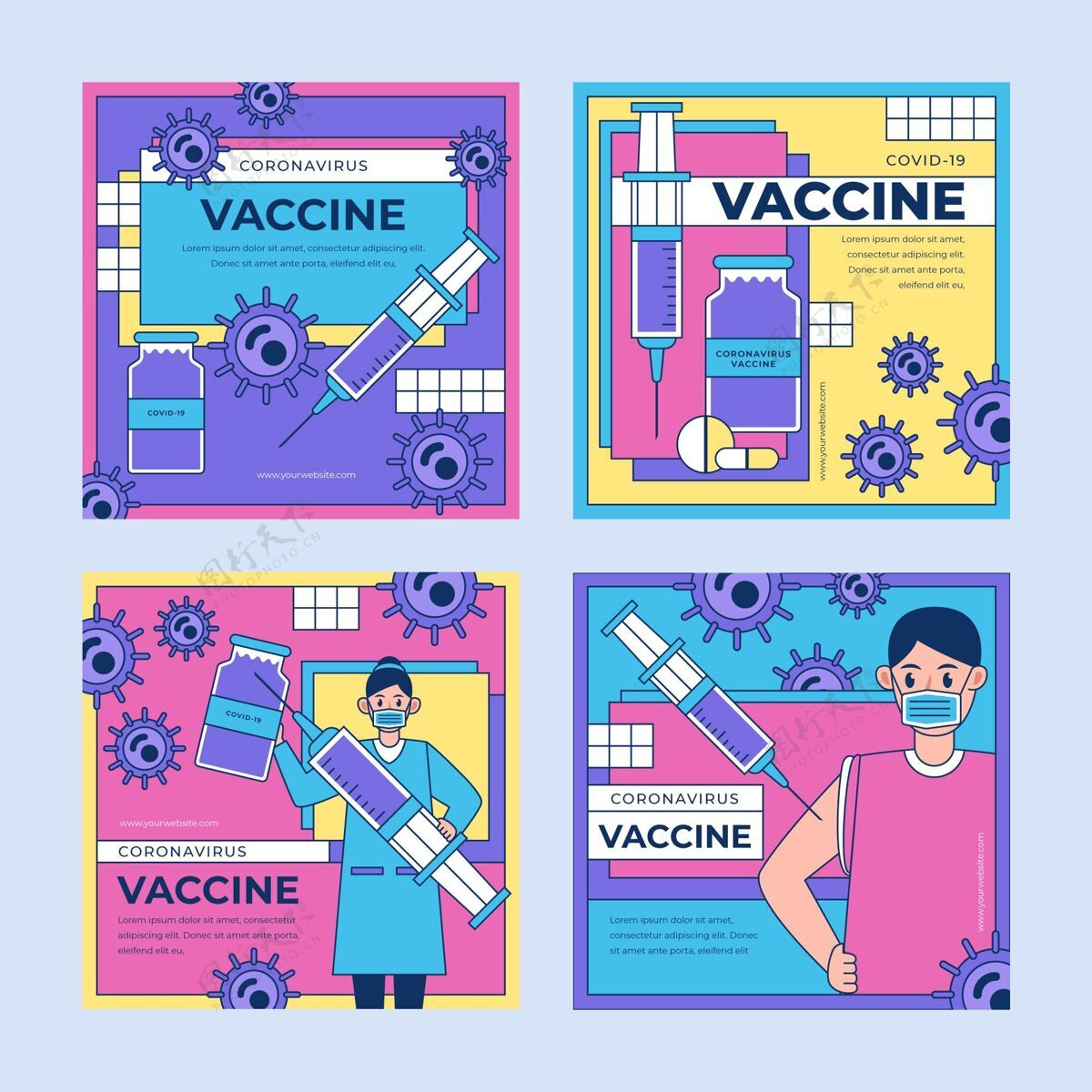 疫苗直线平板疫苗instagram帖子集分类流行病设置