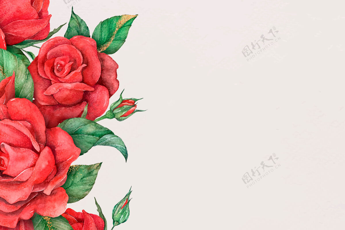 分支红玫瑰边界社交媒体横幅背景花背景装饰花