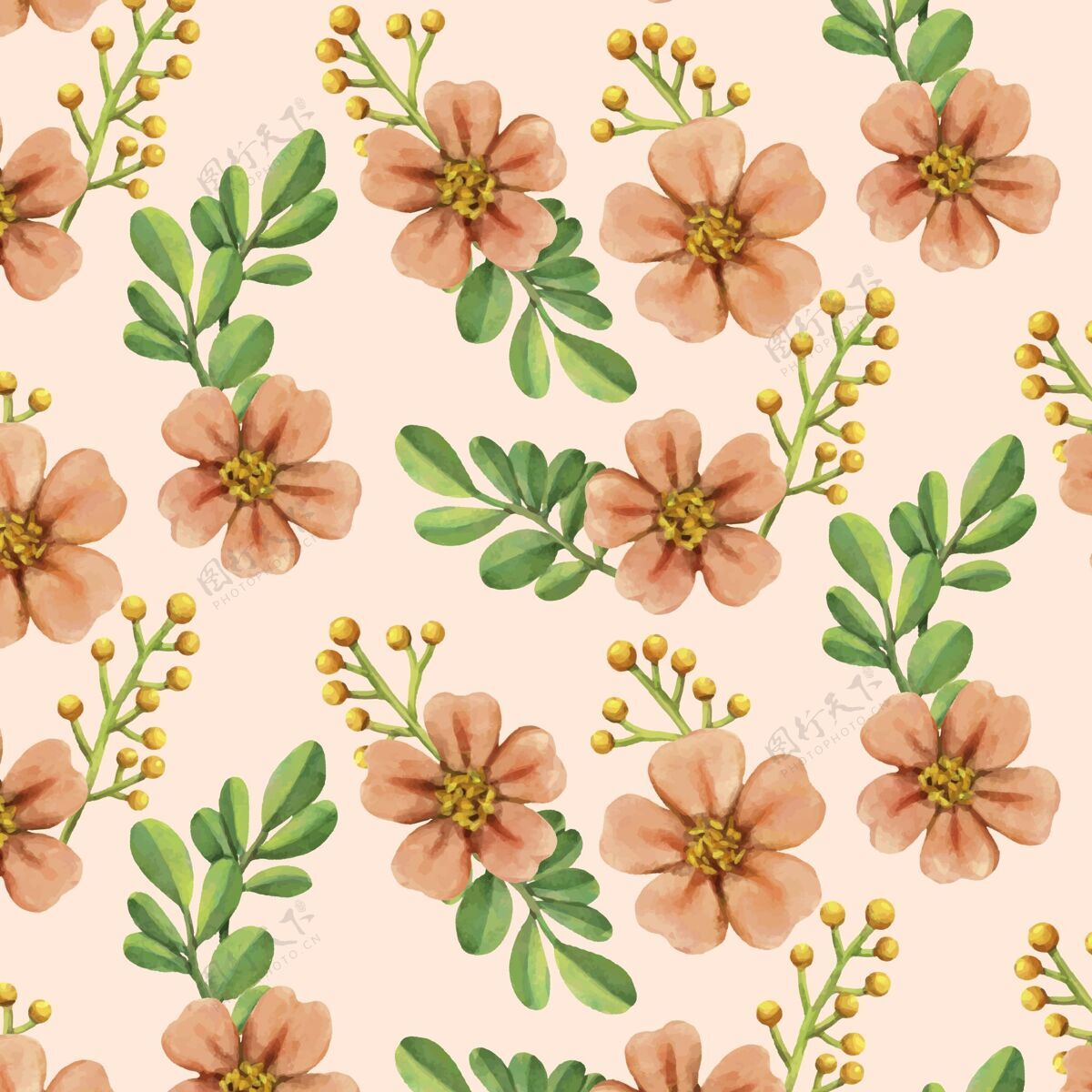 装饰手绘水彩桃色花卉图案花朵水彩图案设计