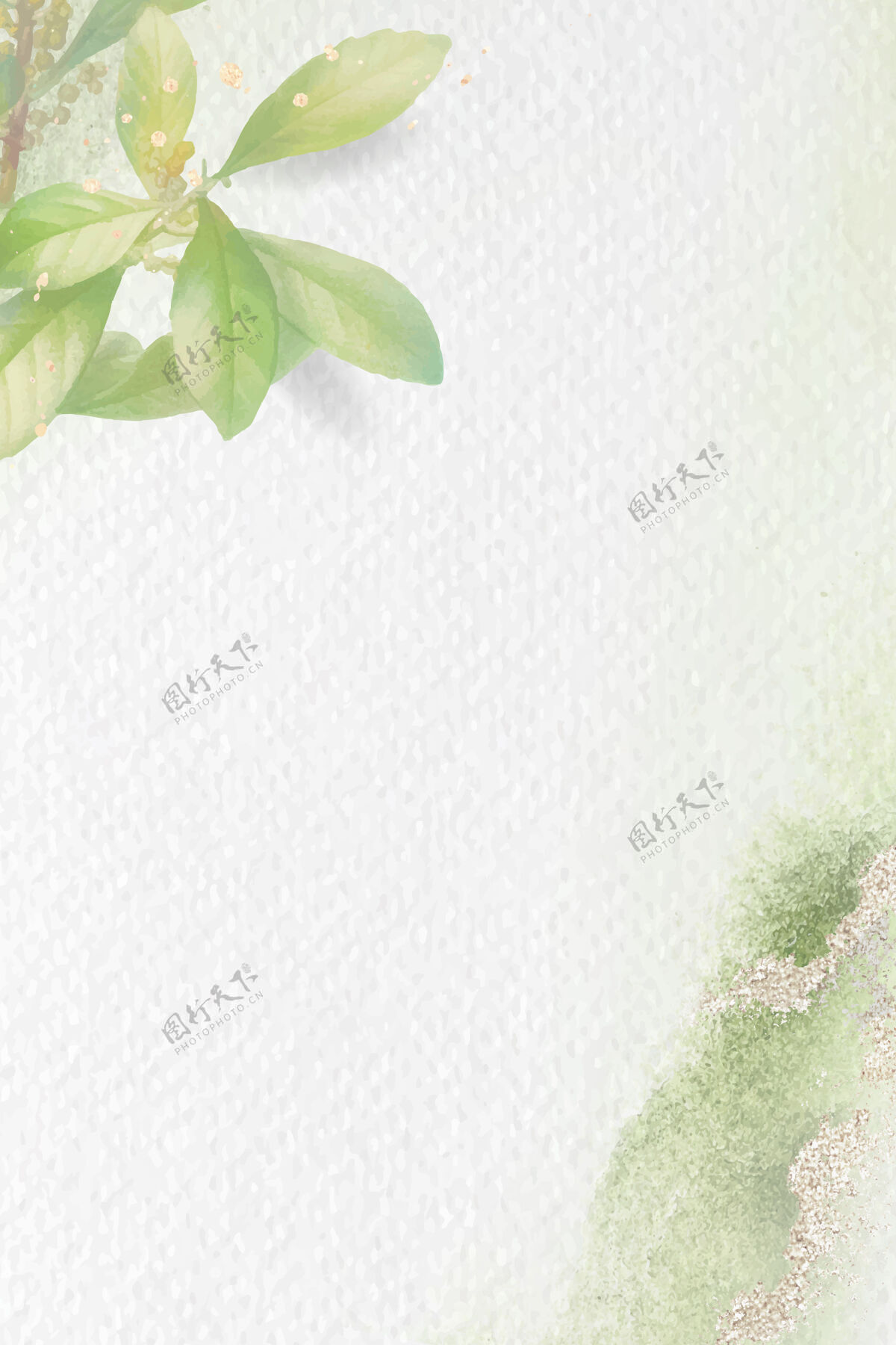 树叶树叶图案背景模板空白水彩复制空间