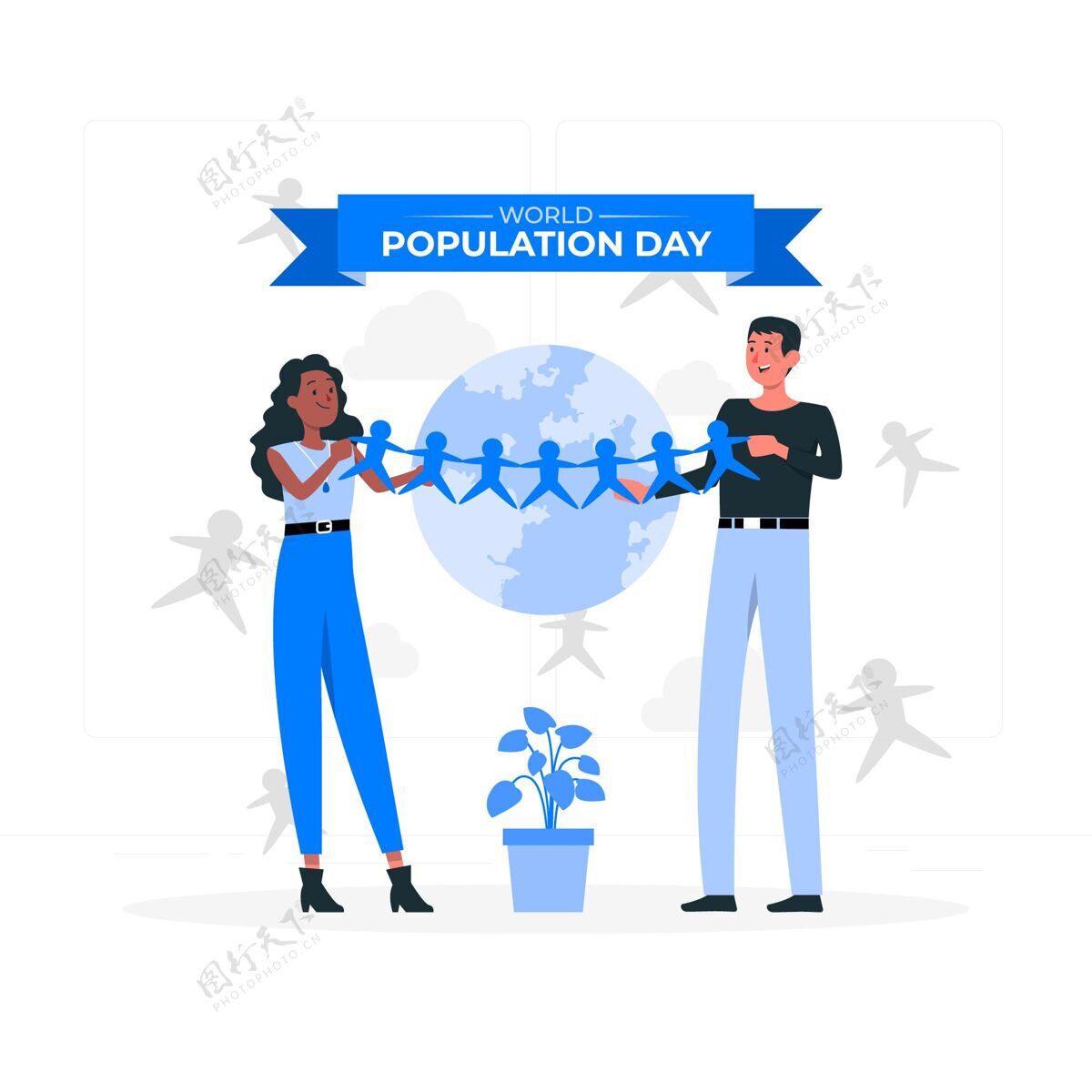 人口世界人口日？概念图人团结庆祝