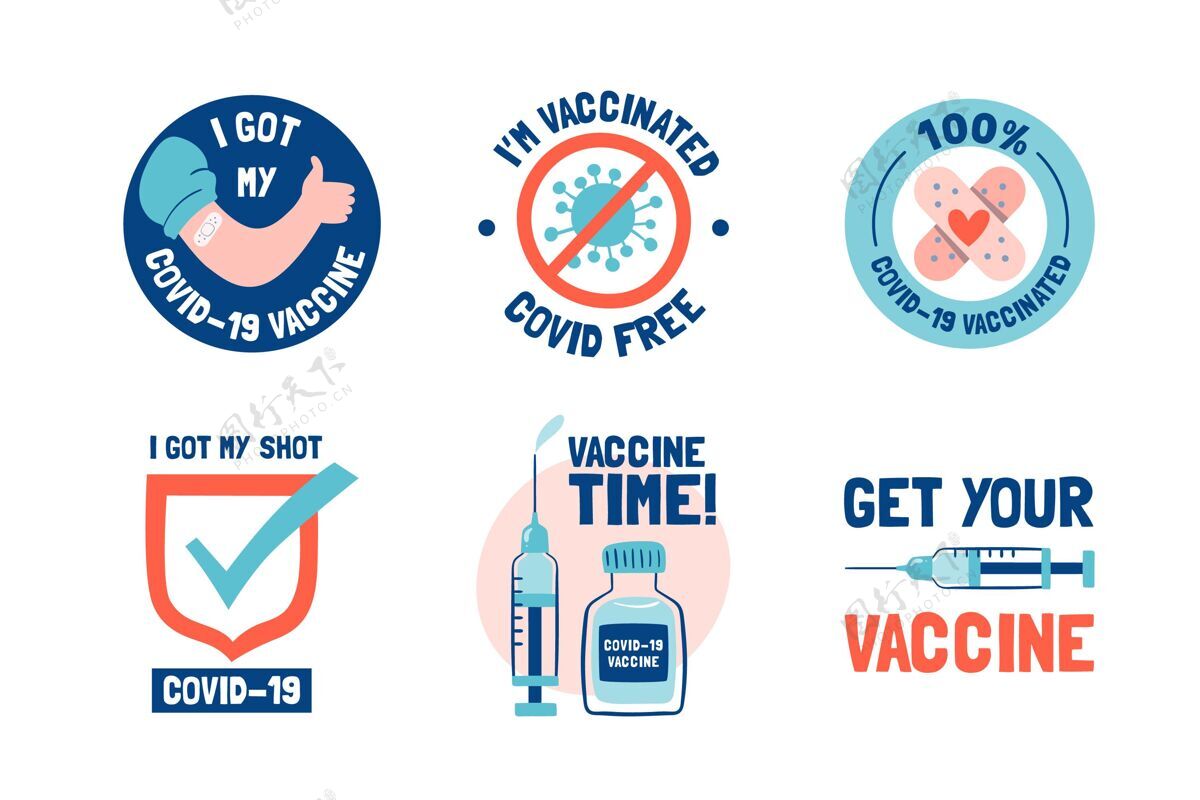 健康手绘疫苗接种运动徽章运动包装流感