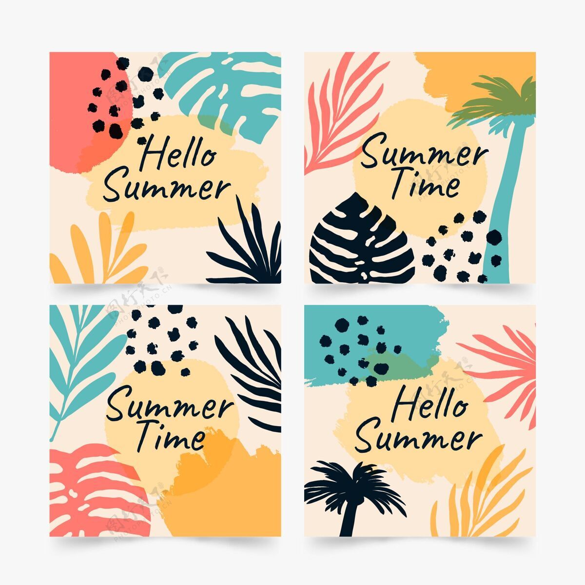 夏季卡片集合手绘夏季卡片系列分类卡片集合夏季卡片