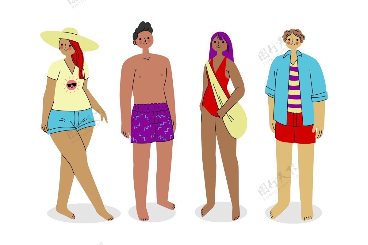平面设计有机平人夏装系列分类手绘人