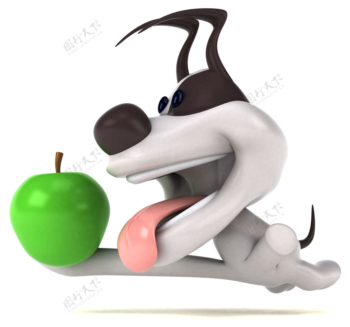 罗素有趣的狗三维插图杰克苹果饮食