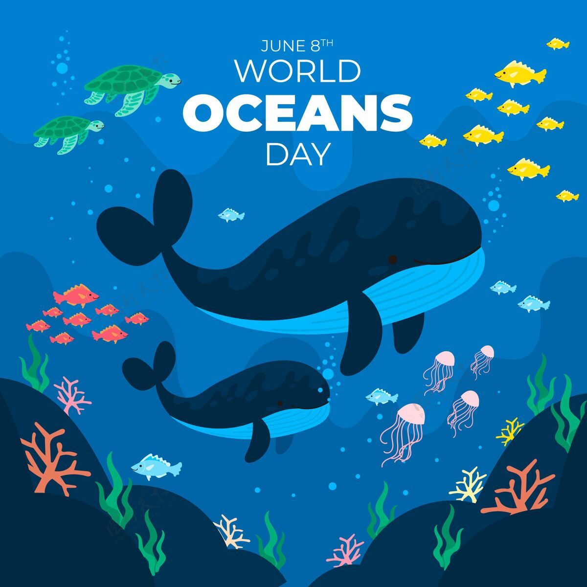 国际平面世界海洋日插图海洋日海洋环境