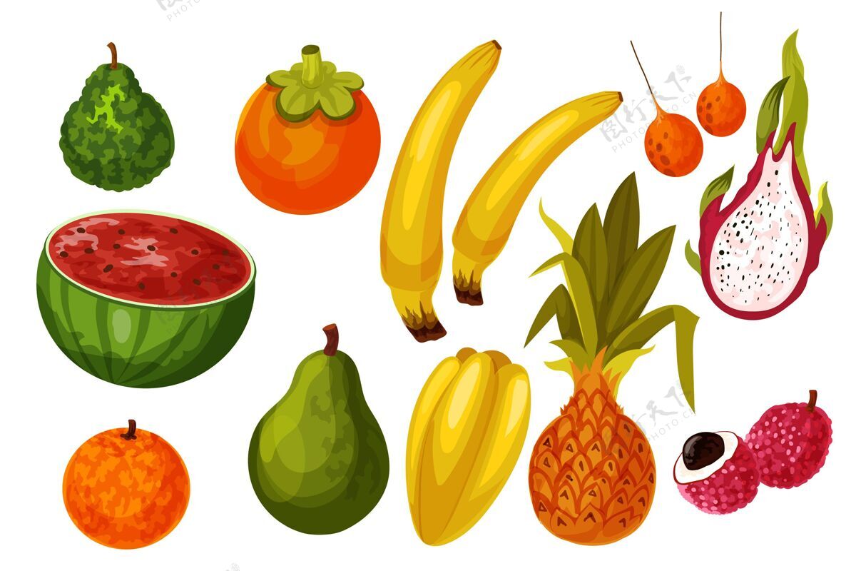 新鲜详细的水果收集水果收藏食物细节