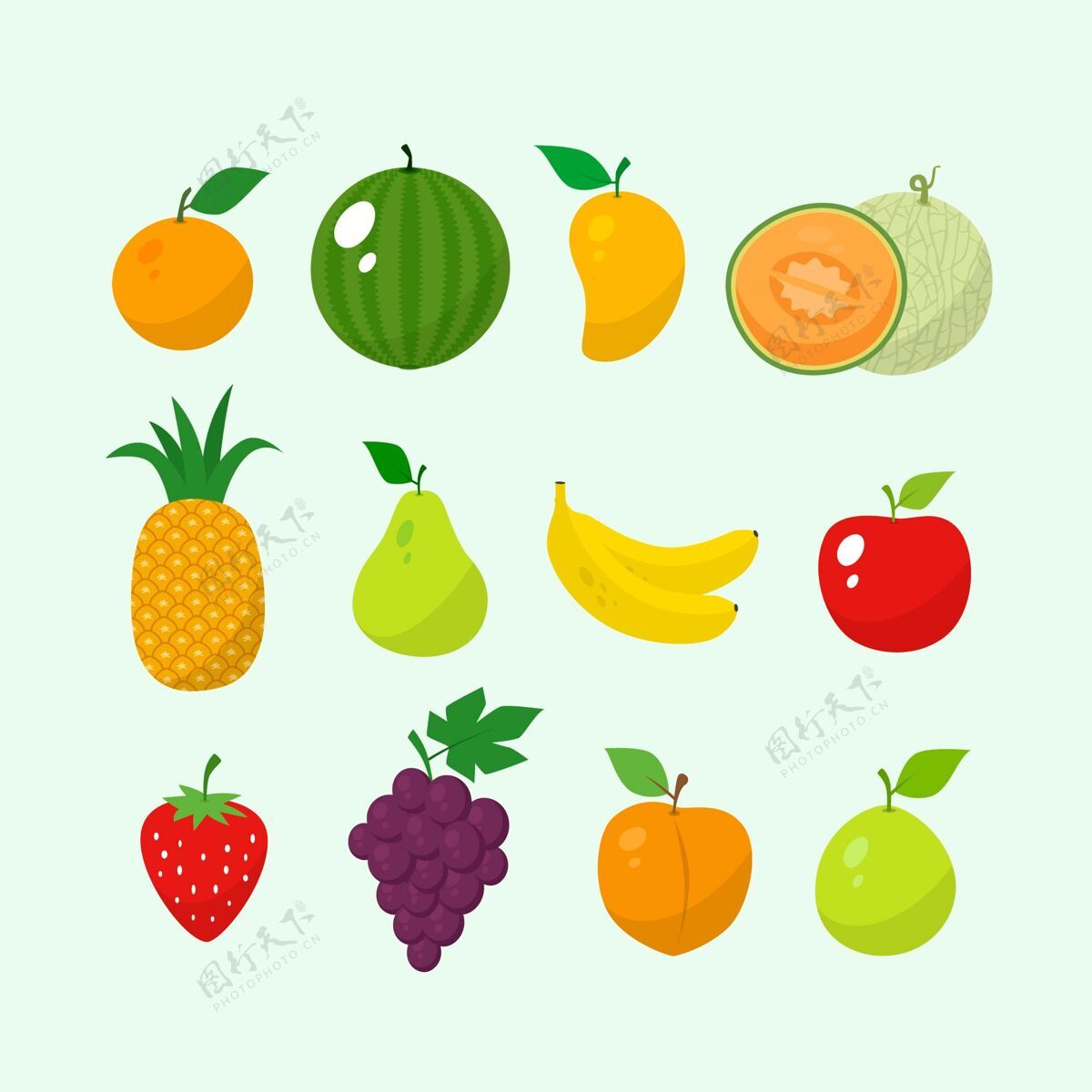 分类手绘水果系列食品水果收藏包装