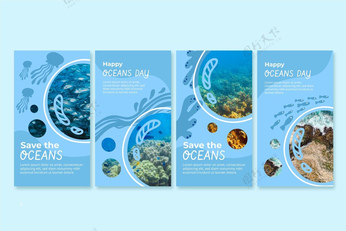 星球手绘世界海洋日instagram故事集Instagram模板生态系统环境