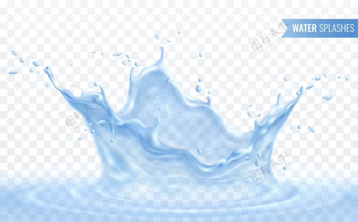 现实水花写实的组成与液体滴和水涟漪的详细视图飞溅细节涟漪