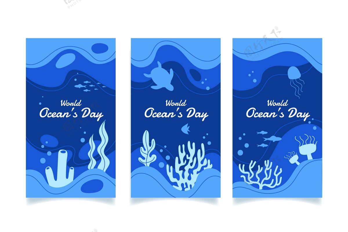 环境手绘世界海洋日instagram故事集生态国际海洋日