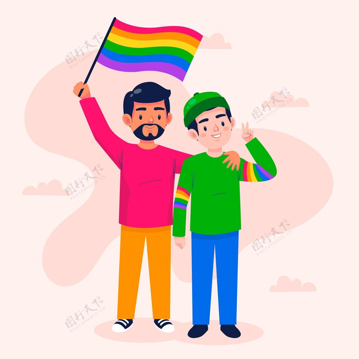 骄傲月卡通骄傲日插画6月27日事件女同性恋