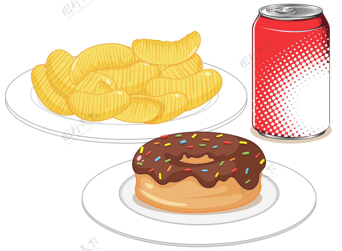 超重快餐或垃圾食品零食隔离在白色背景上标牌巧克力菜单