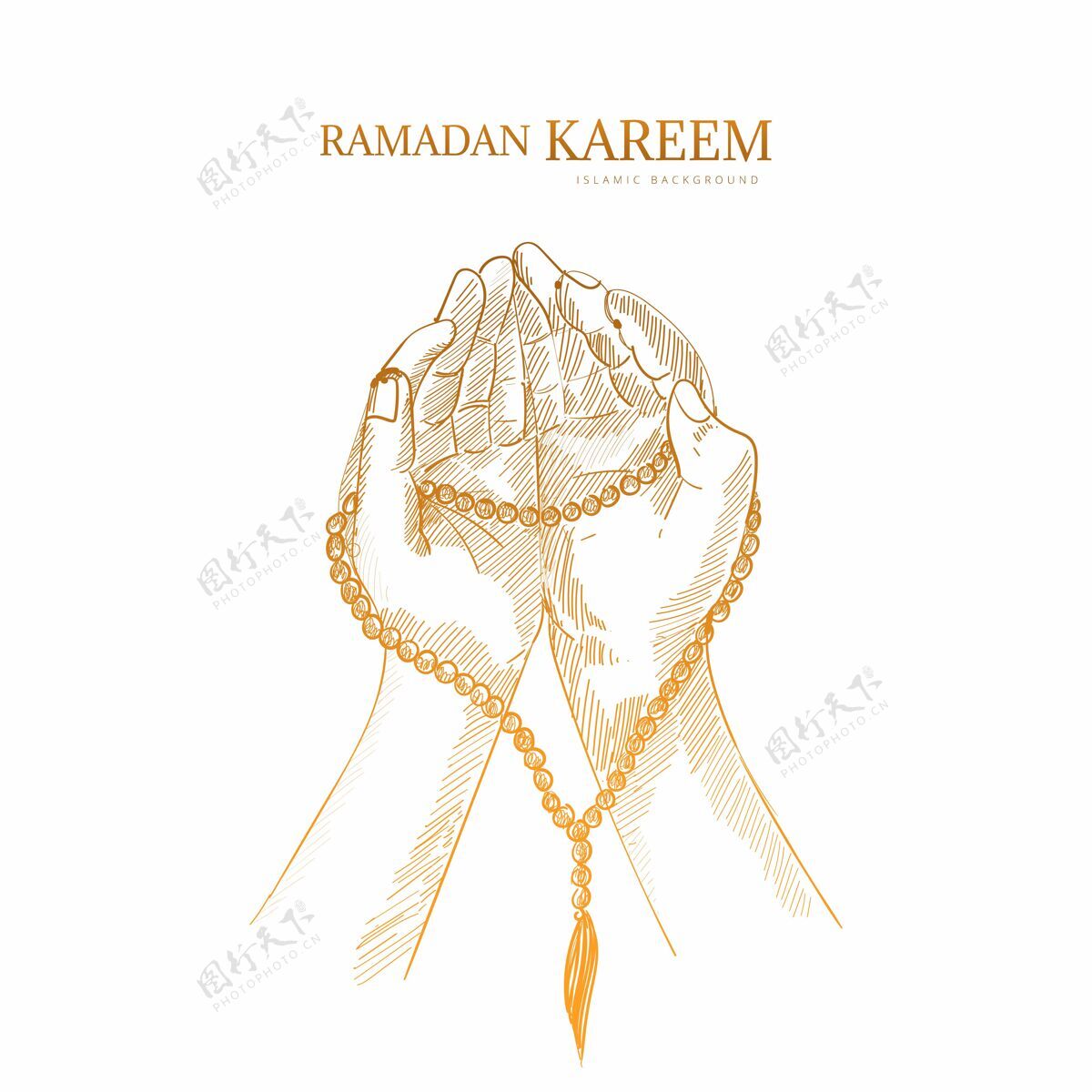 抽象斋月卡里姆贺卡手绘素描背景伊斯兰祈祷手