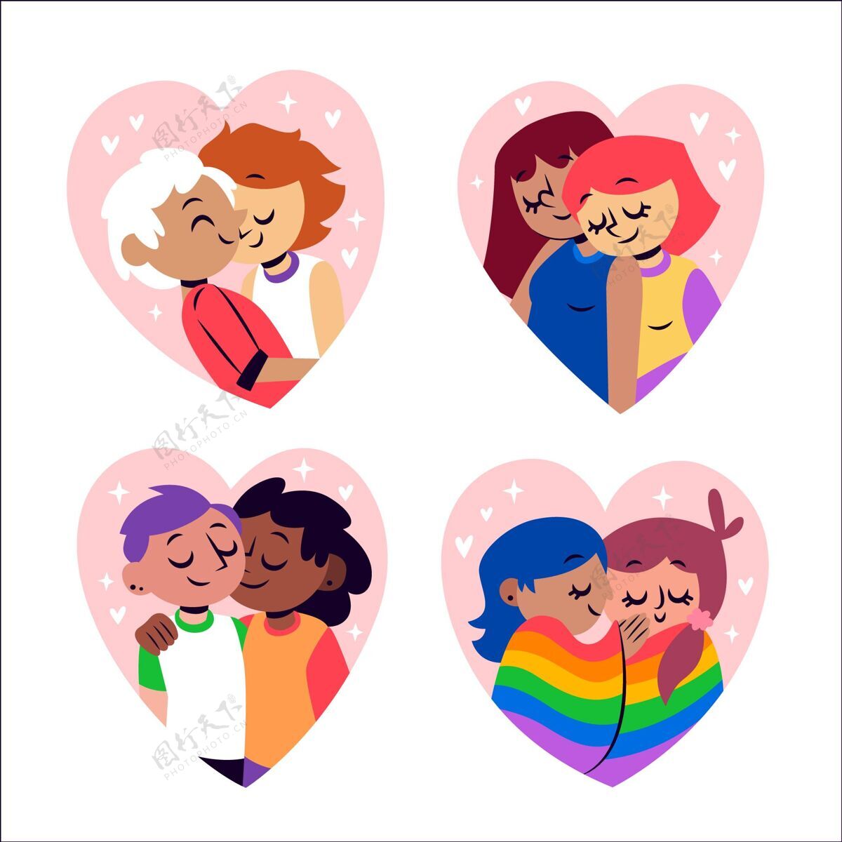 同性恋手绘自豪日情侣系列夫妇收集旗帜6月27日