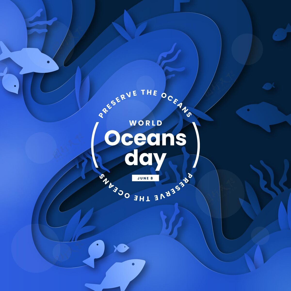 全球世界海洋日纸制插图纸张风格庆典环境