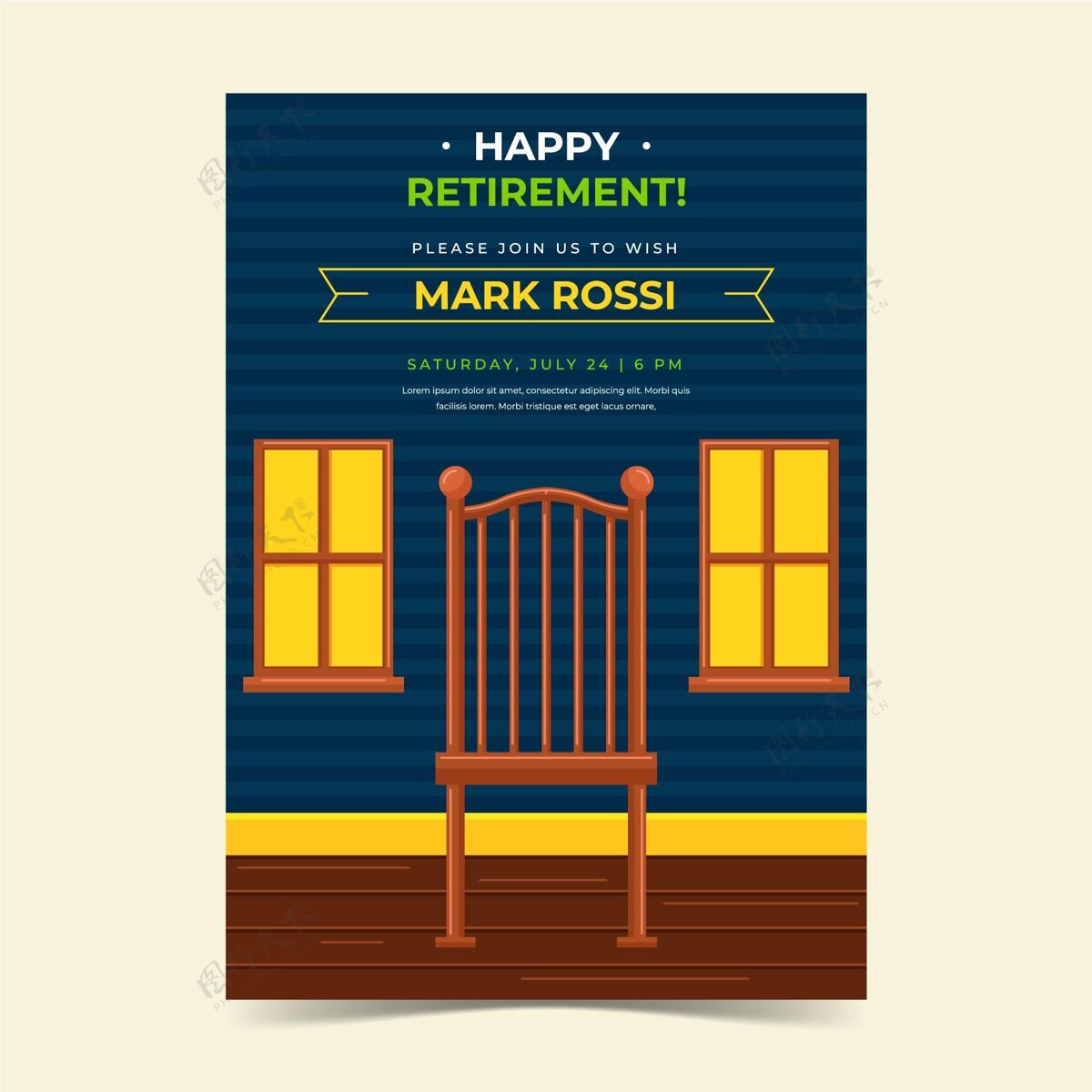随时打印有机平面退休贺卡老年人贺卡养老金